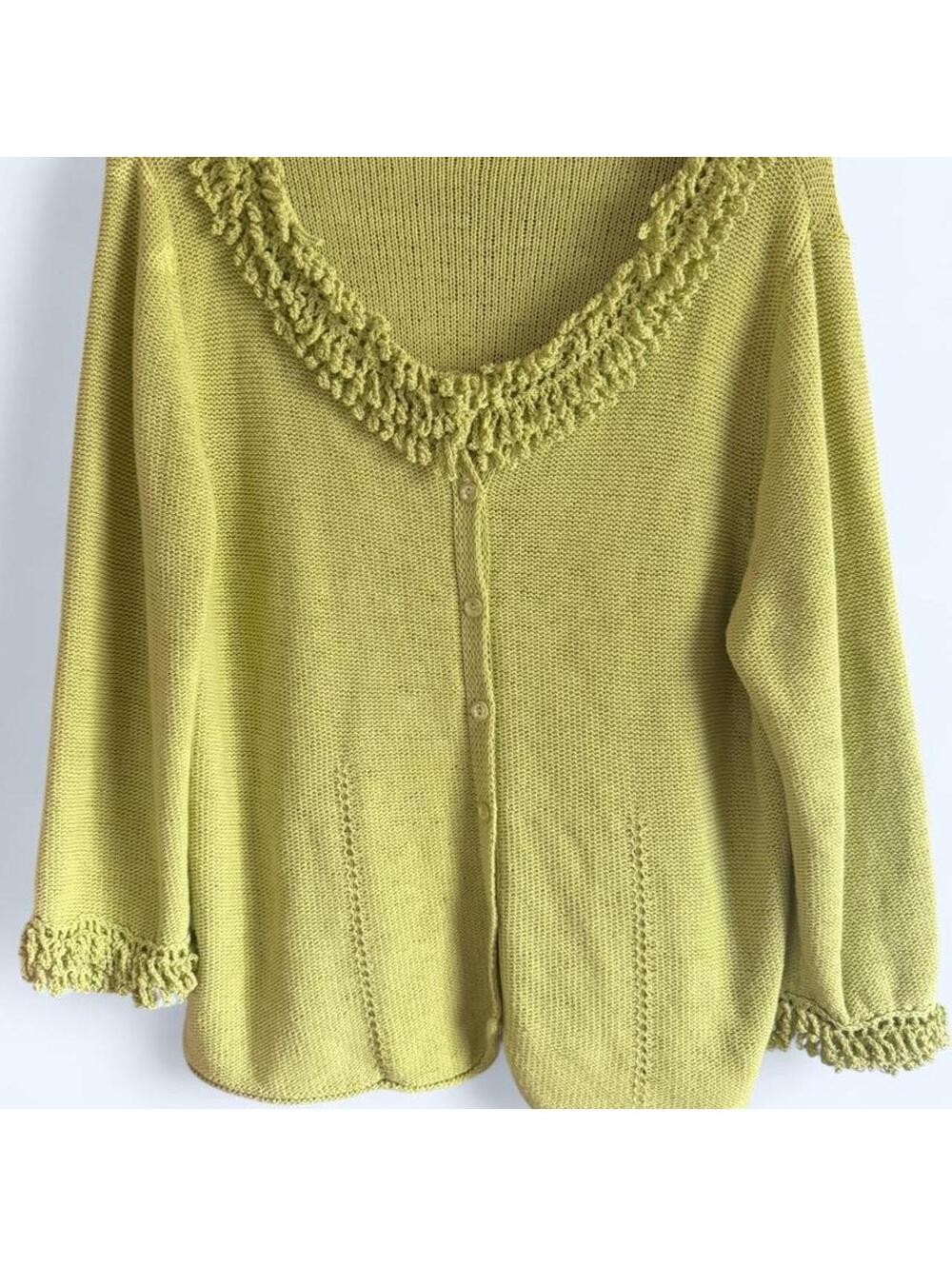 Coldwater Creek Women's Green and Yellow Cardigan